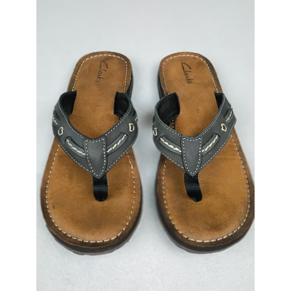 Clarks Womens Gray Thong Flip Flop Sandals Comfort Cushioned Sole Size 7